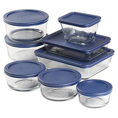 Anchor Hocking TrueSeal Glass Food Storage 10 Piece Set, Mineral Blue