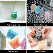 Load image into Gallery viewer, Zip Top Reusable 100% Silicone Baby + Kid Snack Containers- The only containers that stand up, stay open and zip shut! No Lids! Made in the USA - Full Set of 4