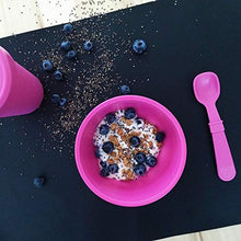 Load image into Gallery viewer, Re-Play Made in The USA Eco Friendly Dinnerware Set for Toddlers and Children - Drinking Cup, Deep Walled Plate, Bowl, Spoon & Fork Set (Bright Pink)