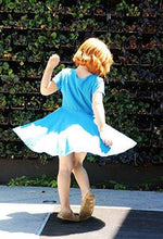 Load image into Gallery viewer, City Threads Little Girls' Short Sleeve Twirly Circle Party Dress Perfect for Sensitive Skin/SPD/Sensory Friendly for School or Play Fall/Spring, Wave, 4T - United States of Made