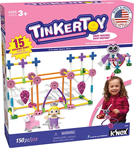 TINKERTOY – Pink Building Set – 150 Pieces – Ages 3+ – Preschool Educa