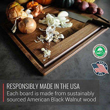 Load image into Gallery viewer, Large Walnut Wood Cutting Board Made in USA by Virginia Boys Kitchens - 20x15 American Hardwood Chopping and Carving Countertop Block with Juice Drip Groove - United States of Made