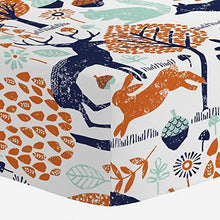 Load image into Gallery viewer, Carousel Designs Navy and Orange Woodland Animals Crib Sheet - Organic 100% Cotton Fitted Crib Sheet - Made in The USA - United States of Made