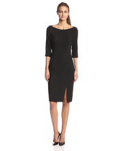 Load image into Gallery viewer, Black Halo Women's 3/4 Sleeve Bottom Slit Marisa Sheath Dress, Black, 12