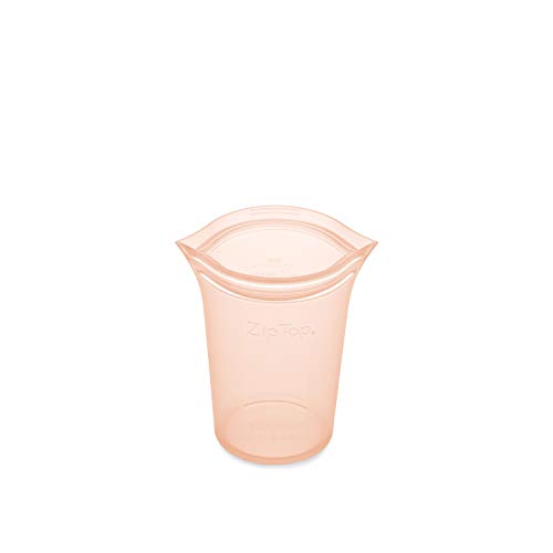 Zip Top Reusable 100% Platinum Silicone Container, Made in the USA - Small Cup - Peach