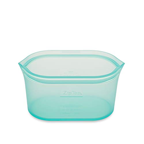 Zip Top Reusable 100% Platinum Silicone Container, Made in the USA - Medium Dish - Teal