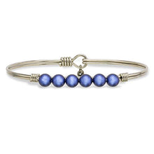 Load image into Gallery viewer, Luca + Danni | Crystal Pearl Bangle Bracelet For Women in Iridescent Dark Blue - Silver Tone Size Regular Made in USA
