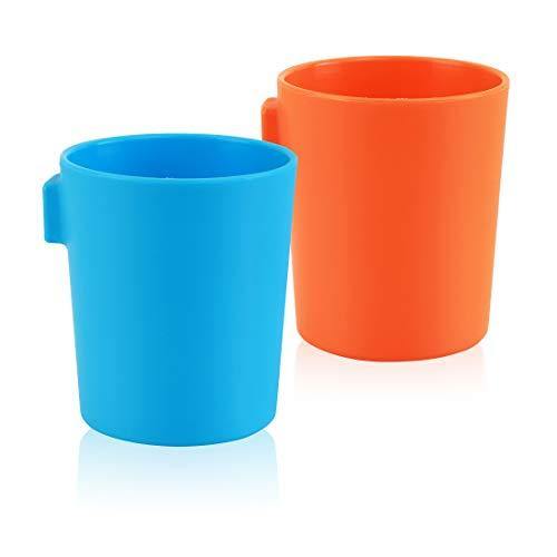 eZtotZ EZCUP Magnetic Hanging Fridge Plastic Cups for Toddlers, Kids, and Adults - Made in USA - Drinking Cups for Independent Drinkers on Fridge or Watercooler - Less Dishes - BPA Free (Blue/Orange) - United States of Made