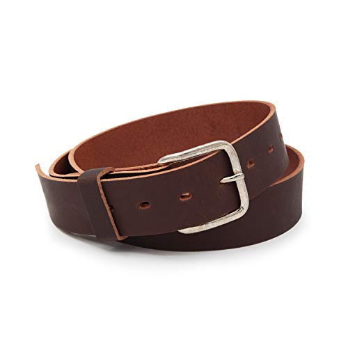 Journeyman Leather Belt | Made in USA | Brown w/Silver Buckle | Size 44