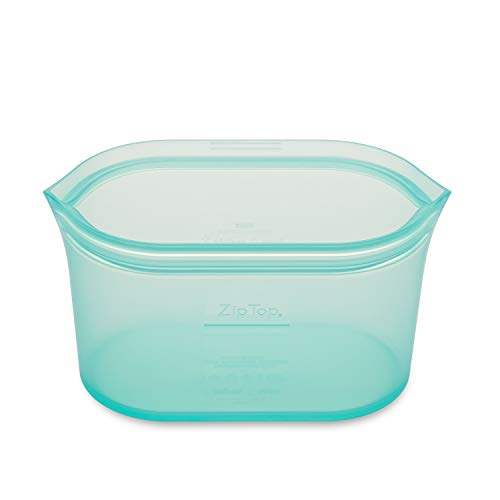 Zip Top Reusable 100% Platinum Silicone Container, Made in the USA - Large Dish - Teal