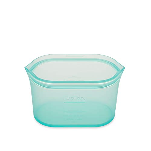 Zip Top Reusable 100% Platinum Silicone Container, Made in the USA - Small Dish - Teal