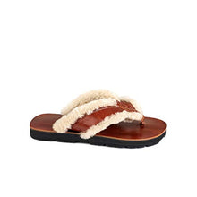 Load image into Gallery viewer, Californians Men&#39;s Duke Shearling Brown Thong Sandal Made in USA
