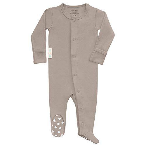 Made in USA Organic Cotton Baby Onesie Footed Pajamas | Unisex Sleeper Clothes (Fawn, 0-3 Months) - United States of Made