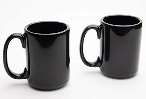 American Mug Pottery Ceramic Coffee Mug, Made in USA (15 oz - Pack of 2, Black)