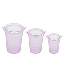 Load image into Gallery viewer, Zip Top Reusable 100% Silicone Food Storage Bags and Containers, Made in the USA - 3 Cup Set - Lavender
