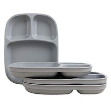 Load image into Gallery viewer, Re-Play Made in USA 4pk Divided Trays with Deep Sides and Three Compartments for Outdoor, Camping, Party, Tailgating or Everyday Dining |BPA FREE |Dishwasher &amp; Microwave Safe | Grey (4pk)
