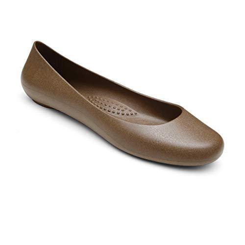 OKABASHI Women's Georgia Soft Jelly Ballet Flats (Toffee, 8) | Daily Slip-On Shoes w/Arch Support | Helps Relieve Foot Soreness & Pain - United States of Made
