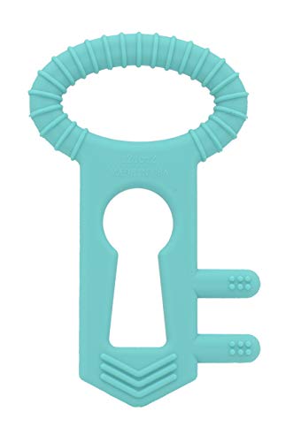 The Teething Key by eZtotZ | Made in USA - BPA Free Silicone Baby Teether Toy for Infants Babies Toddlers | 0+ Months Easy Grip Multiple Texture Molar Reach (Teal) - Great Baby Shower Registry Gift