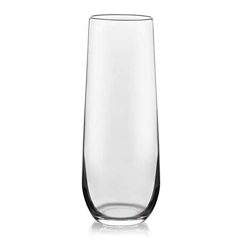 Libbey Stemless Champagne Flute Glasses, Set of 12, Clear, 8.5 oz -
