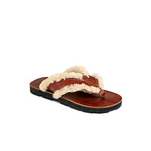 Load image into Gallery viewer, Californians Men&#39;s Duke Shearling Brown Thong Sandal Made in USA
