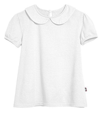 City Threads Little Girls' Peter Pan Collar A-Line Puff Tee Tshirt Blouse, White, 4