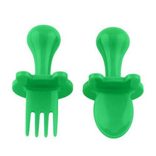 Load image into Gallery viewer, eZtotZ | Made in USA First Self Feeding Baby and Infant Utensils | Mini Spoon and Fork Training Utensil Set for BLW | Anti-Choke Baby Led Weaning Toddler Silverware | 6-12 Month + | BPA Free (Green) - United States of Made
