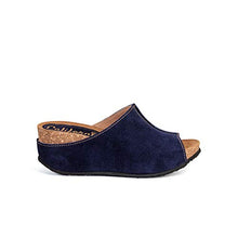 Load image into Gallery viewer, Californians Cecilia Navy Suede Wedge Slide Made in USA
