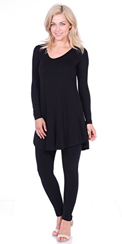 Popana Womens 3/4 Sleeve Tunic Top with Pockets for Leggings Made in USA