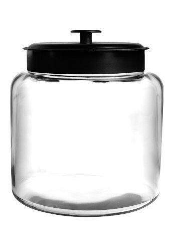 Anchor Hocking 1.5 Gallon Montana Glass Jar with Fresh Seal Lid, Black Metal, Set of 1 - United States of Made