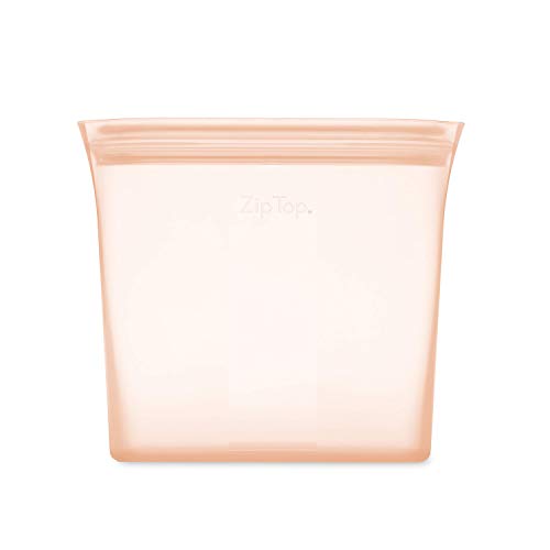 Zip Top Reusable 100% Platinum Silicone Containers - Sandwich Bag - Peach