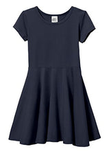 Load image into Gallery viewer, City Threads Big Girls&#39; Short Sleeve Twirly Circle Party Dress Perfect for Sensitive Skin/SPD/Sensory Friendly for School or Play Fall/Spring, Navy, 3T
