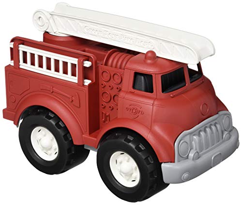 Green Toys Fire Truck, Red 4C - Pretend Play, Motor Skills, Kids Toy Vehicle. No BPA, phthalates, PVC. Dishwasher Safe, Recycled Plastic, Made in USA.