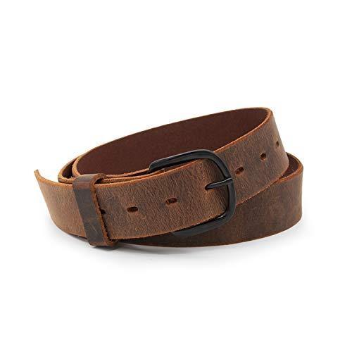 Bootlegger Leather Belt | Made in USA | Brown with Black Buckle - 36 - United States of Made