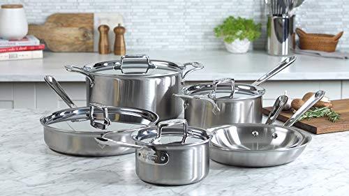 D5 Stainless Brushed 5-ply Bonded Cookware Set, 10 piece Set