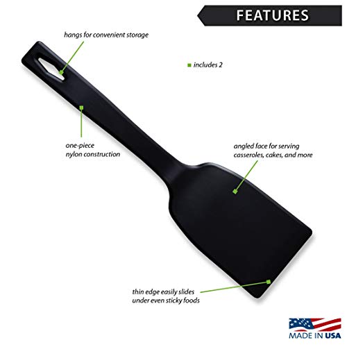 Rada Cutlery Cooking & Serving Stainless Steel Spatula, Black Handle