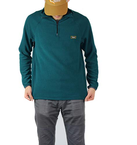 Men’s Polartec Quarter Zip Fleece Sweatshirt, Teal Pullover for Men, Made in USA