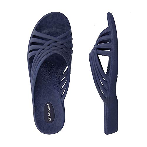 OKABASHI Women's Venice Sandals (Navy, S) | Daily Sandals w/Arch Support | Helps Relieve Foot Soreness & Pain