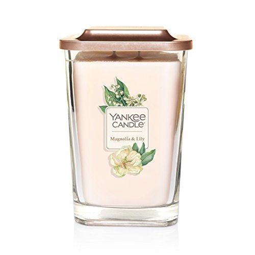 Yankee Candle Elevation Collection with Platform Lid Magnolia & Lily Scented Candle, Large 2-Wick, 80 Hour Burn Time