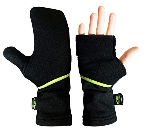 Turtle Gloves Lightweight Convertible Running Mittens for Spring/Fall Size- M/L