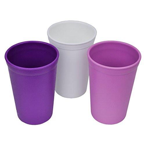 Re-Play 3pk - 10oz. Drinking Cups | Made in USA from Eco Friendly Recycled Milk Jugs - Virtually Indestructible | Purple, White, Amethyst | Violet