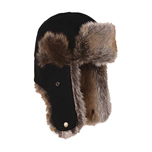 Stormy Kromer Northwoods Trapper Hat - Insulated Wool Winter Hat with Ear Flaps Black