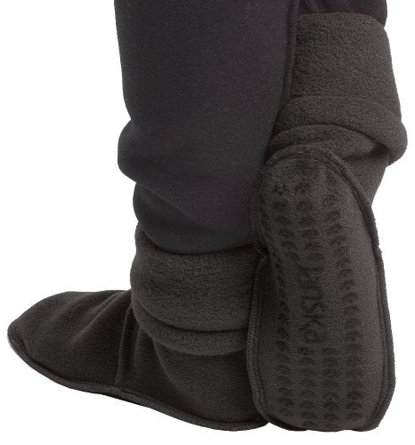 Janska MocSocks - Double-Bottom, Non-Skid Slipper Socks - Large - Black