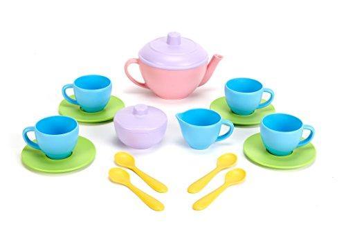 Green Toys Tea Set - BPA Free, Phthalates Free Play Toys for Gross Motor, Fine Skills Development. Kitchen Toys - United States of Made