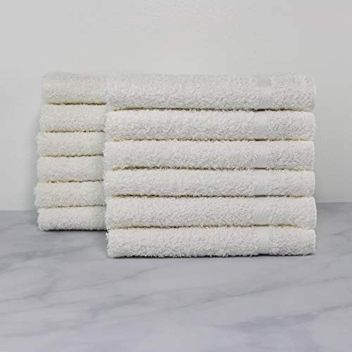 1888 Mills Crown Touch, Made in The USA, 100% Cotton, Microfiber Alternative, 24-Piece Utility Washcloth Set-White