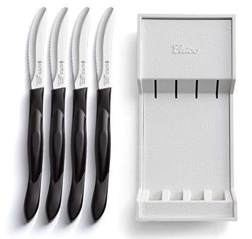 Cutco Table Knives Set of Four with Tray, Four of Cutcos Best-Selling Knife in a Dishwasher-safe Tray, 8.4 Inch Long, 3.4 Inch Double-D Serrated Edge Blades with 5 Inch Classic Brown Handles - United States of Made