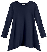 Load image into Gallery viewer, City Threads Sharkbite Shark Bite Girls Long Sleeve Tshirt Dress - Casual Everyday Cute Top Tunic Blouse Soft Natural Cotton Perfect for Sensitive Skin SPD Sensory Friendly, Navy, 10
