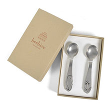 Load image into Gallery viewer, Beehive Handmade Whale and Anchor Pewter Baby Spoon Set
