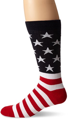 K. Bell Men's Celebrating Americana Crew Socks-Made in USA, Red/White/Blue American Flag, Shoe Size: 6-12