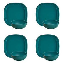 Load image into Gallery viewer, Re-Play Made in USA Recycled Products |Set of 4-9&quot; Heavy Duty Eco Friendly Dining Plates and 20 oz. Bowls, Teal |Great for Outdoor, Camping, Party, Tailgating or Everyday Dining
