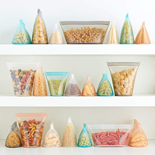 Zip Top Reusable 100% Silicone Food Storage Bags and